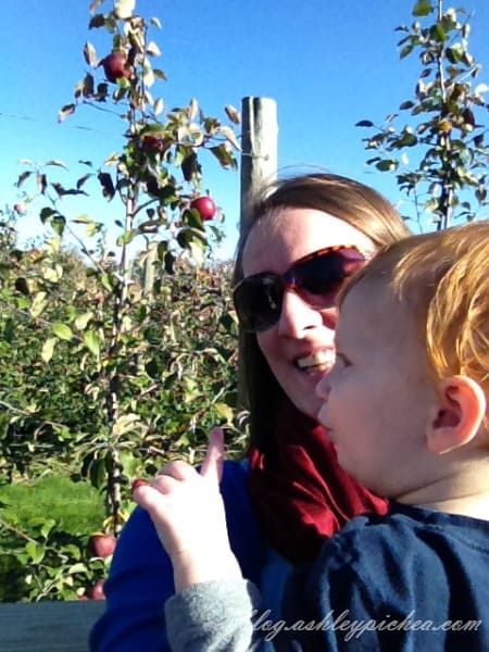 Chris and Mommy on the Wagon Ride at the Apple Orchard