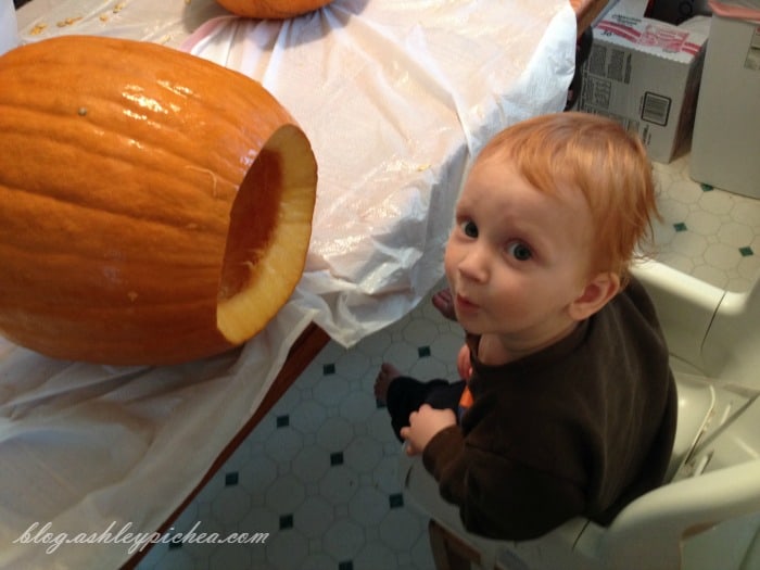 Pumpkin Carving with Kids - Chris and the pumpkin
