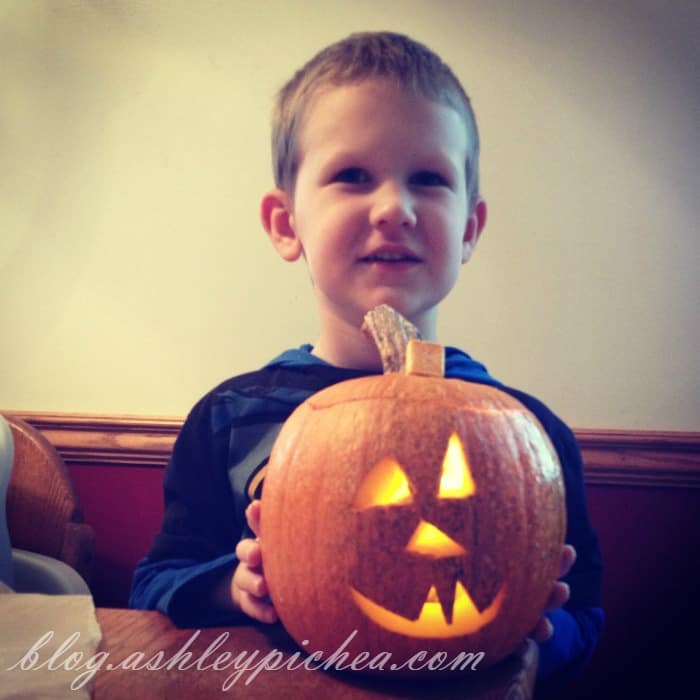 Pumpkin Carving with Kids - David and his pumpkin