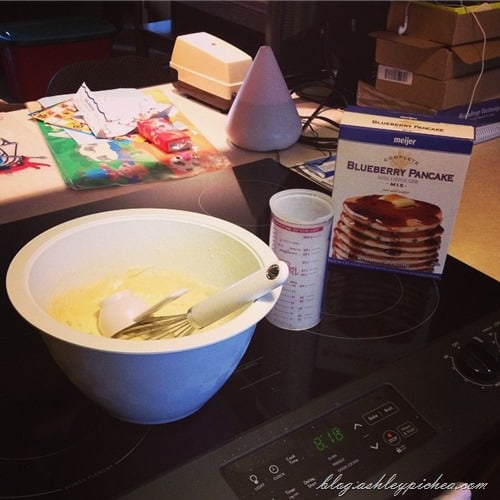 meijer blueberry pancake batter - making breakfast