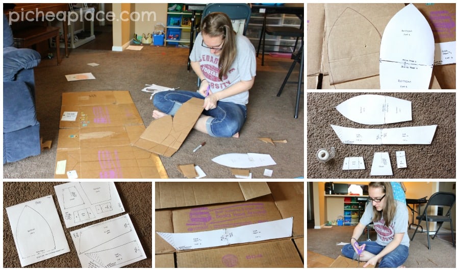 Cutting out the pirate ship pieces