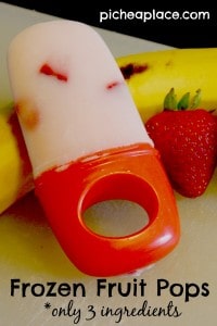 Frozen Fruit Pops - only THREE ingredients!! Get the recipe on PicheaPlace.com