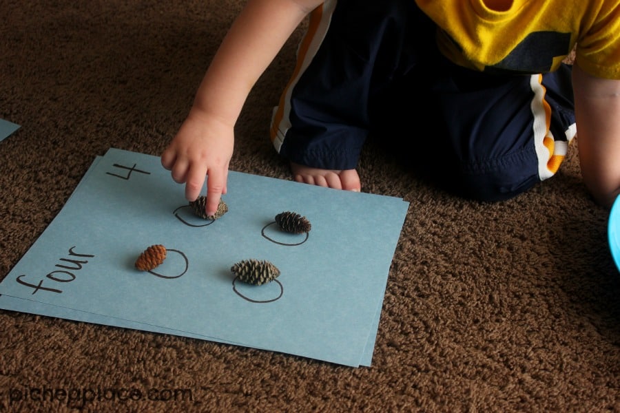 Counting with Pinecones | an nature and number exploration activity for toddlers and preschoolers