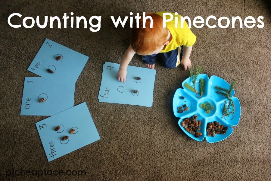 Counting with Pinecones | an nature and number exploration activity for toddlers and preschoolers