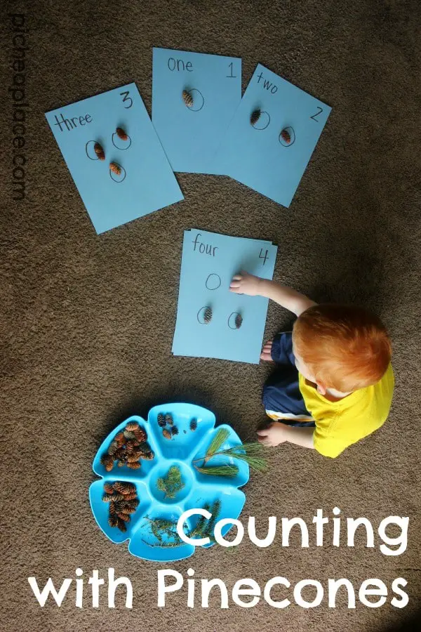 Counting with Pinecones | an nature and number exploration activity for toddlers and preschoolers