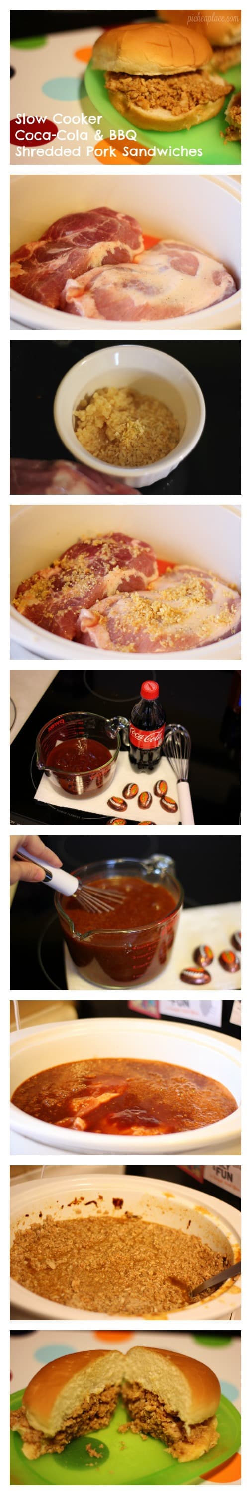 Slow Cooker Coca-Cola & BBQ Shredded Pork Sandwiches | the perfect potluck recipe to bring along when you watch the big game with family and friends