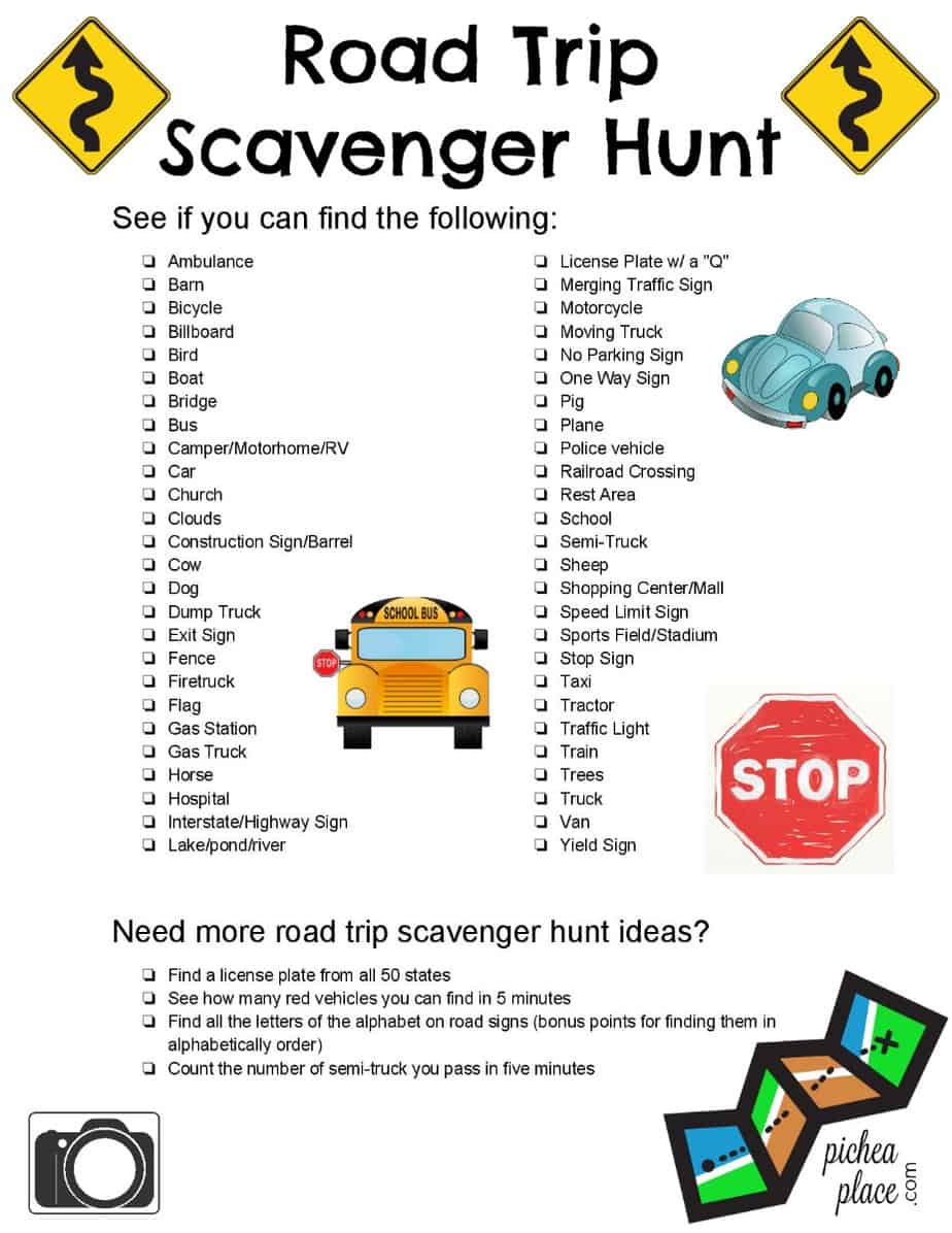 Road Trip Scavenger Hunt For Kids Printable PINTEREST