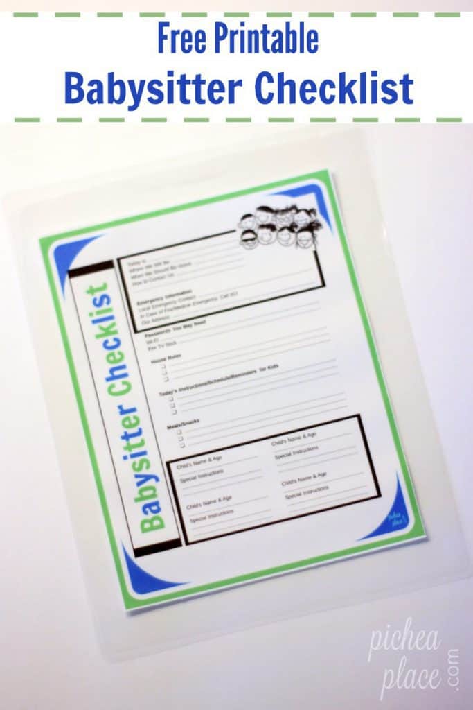 Free Printable Babysitter Checklist PIN