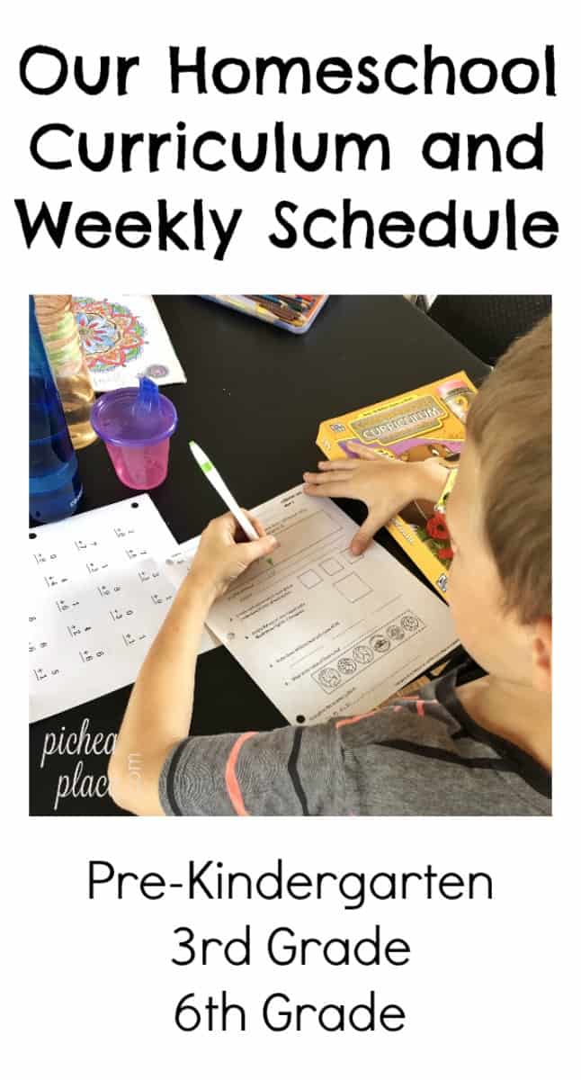 Homeschool Curriculum and Weekly Schedule | Preschool, 3rd Grade, and 6th Grade