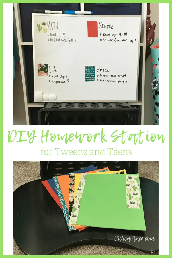 Set your student up for success with a portable DIY homework station for tweens and teens that will help them get and stay organized this school year!