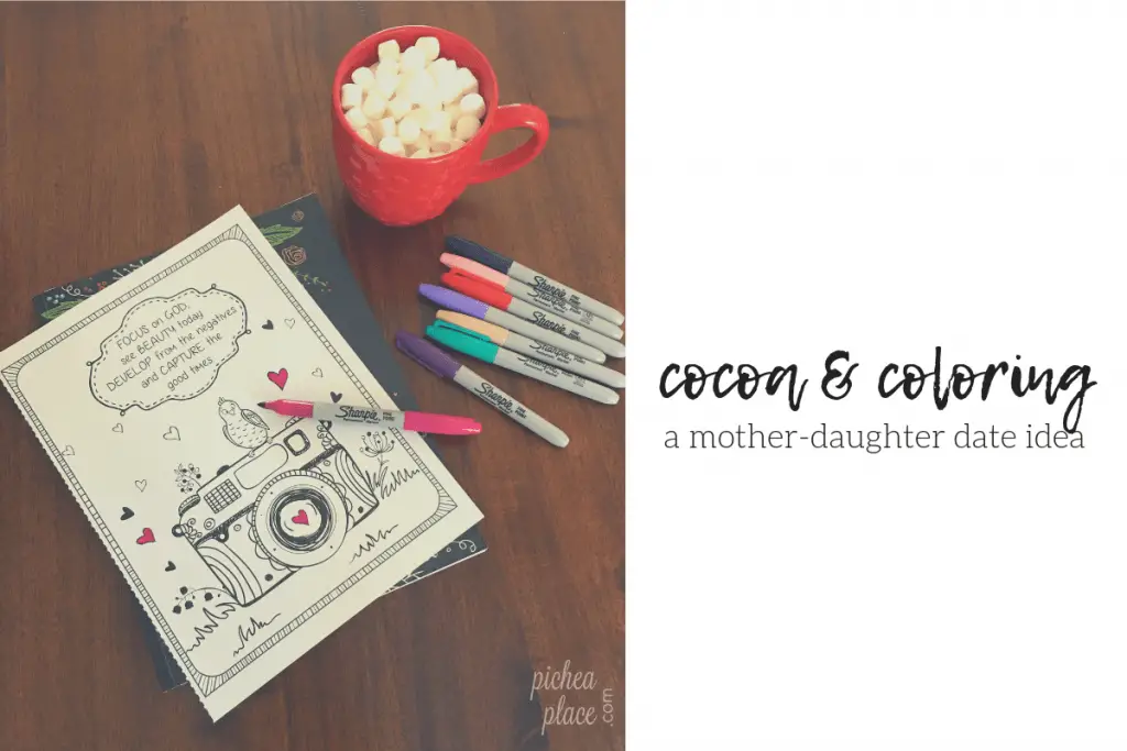 I found the inspiration for this coloring & cocoa mother-daughter date idea at Target.