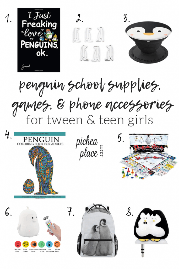 penguin school supplies, games, & phone accessories - great gift ideas for tween & teen girls