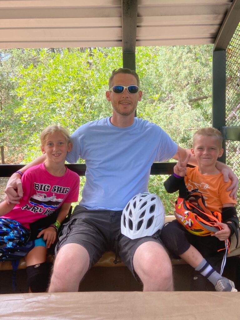 riding the truck to mountain scooters at Glorieta Adventure Camp in New Mexico